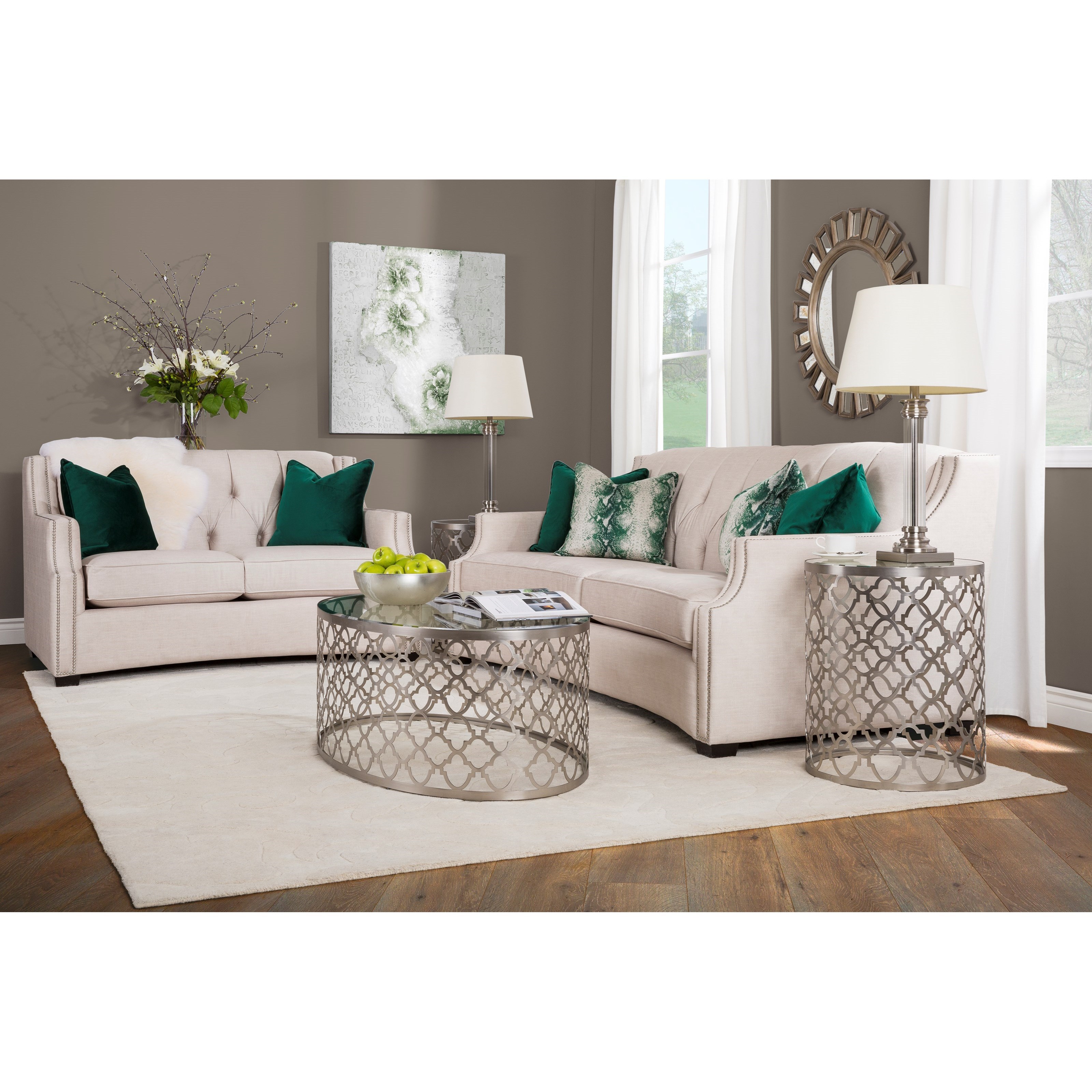 Ivory sofa and loveseat top